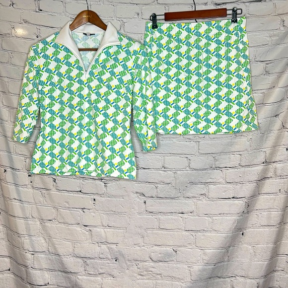 Sailor Sailor Blue Green White Collared Shirt Skort Pickleball Outfit Size Small - Picture 1 of 16